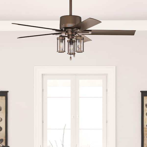 Lawndale 52 in. Indoor/Outdoor Satin Bronze Ceiling Fan with Light Kit Included