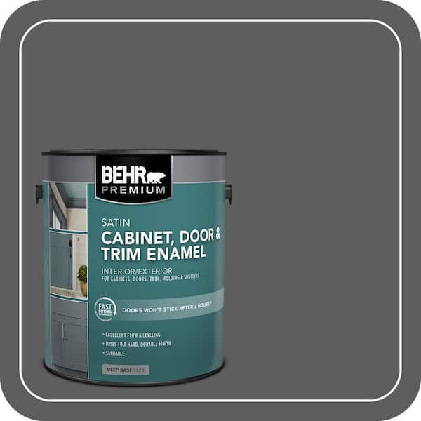 BEHR PREMIUM 1 gal. #N520-6 Asphalt Gray Satin Enamel Interior