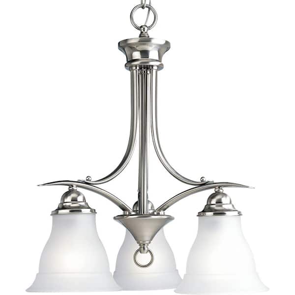 Progress Lighting Trinity Collection 3-Light Brushed Nickel Etched Glass Traditional Chandelier Light