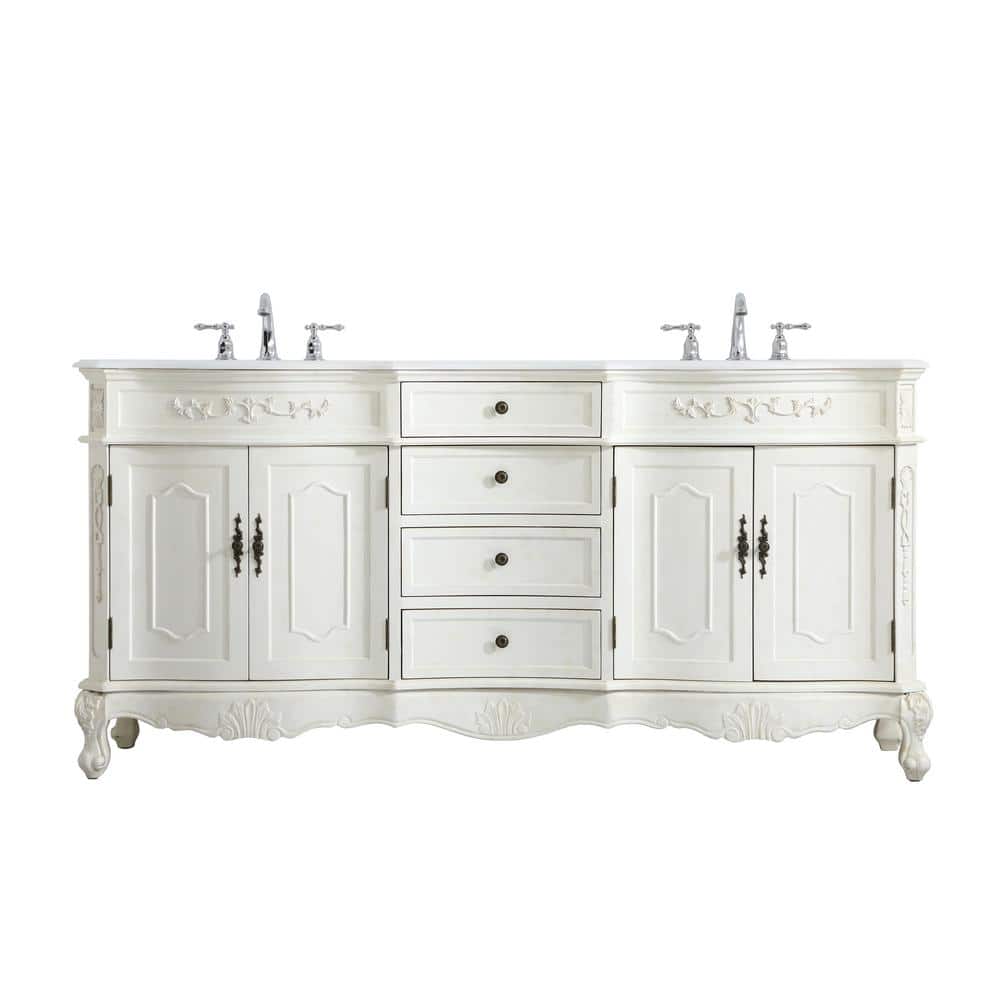 Simply Living 72 in. W x 21 in. D x 36 in. H Bath Vanity in Antique White w