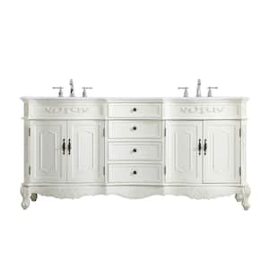 Simply Living 72 in. W x 21 in. D x 36 in. H Bath Vanity in Antique White with Ivory White Engineered Marble