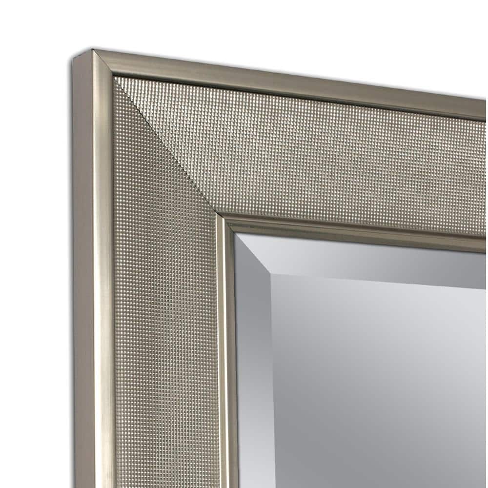Champagne Silver Pave Textured Rectangular Framed Vanity Mirror - 29" x 35"