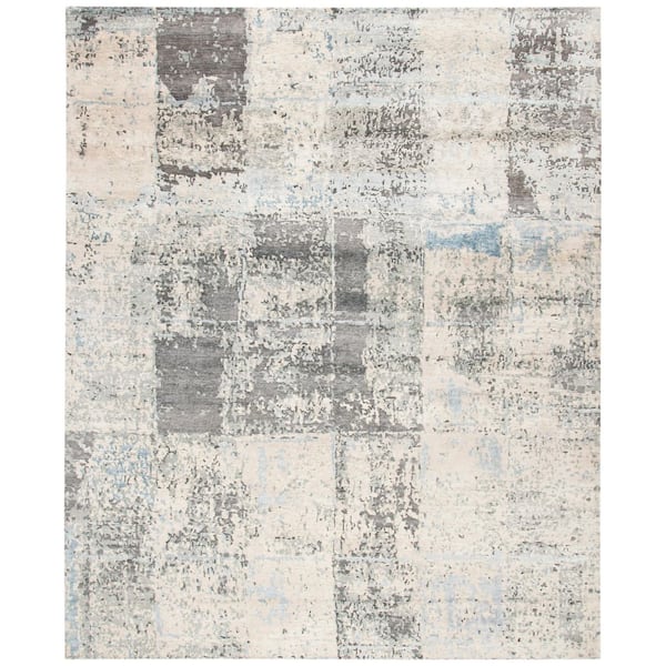 Tiffany 9 ft. x 12 ft. Silver/Ivory Abstract Area Rug