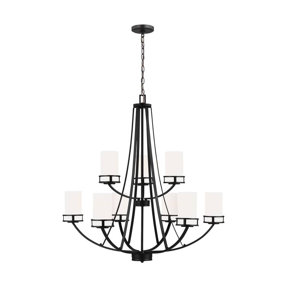 Robie Midnight Black 9-Light Etched Glass Chandelier