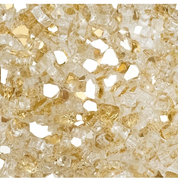 10‑lb 1/4" Gold Reflective High Luster Fire Glass for Indoor Outdoor Gas Fire Pit Fireplace