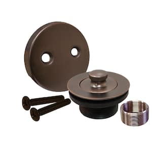 Lift and Turn Bath Tub Drain Conversion Kit with 2-Hole Overflow Plate in Old World Bronze