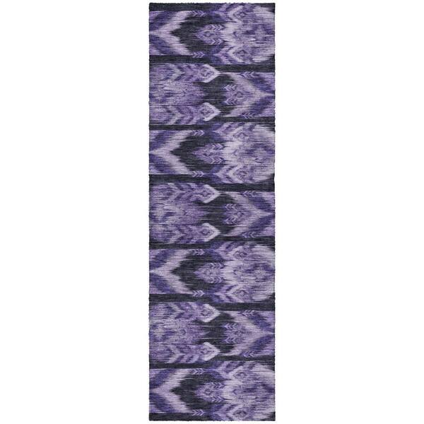 Dream Shag Premium Machine Washable Abstract ADS812 Purple 2 ft. x 7 ft. Runner Rug