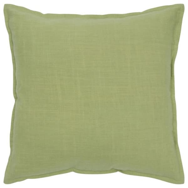 HomeRoots Lime Green Solid Polyester 20 in. x 20 in. Throw Pillow