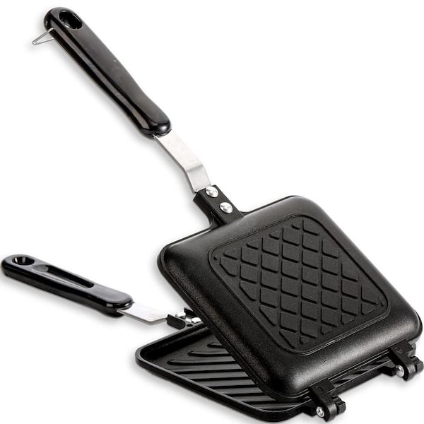 5.9 in. Black Sandwich Maker with Non-Stick Plates, Grilled Sandwich and Panini Maker Pan