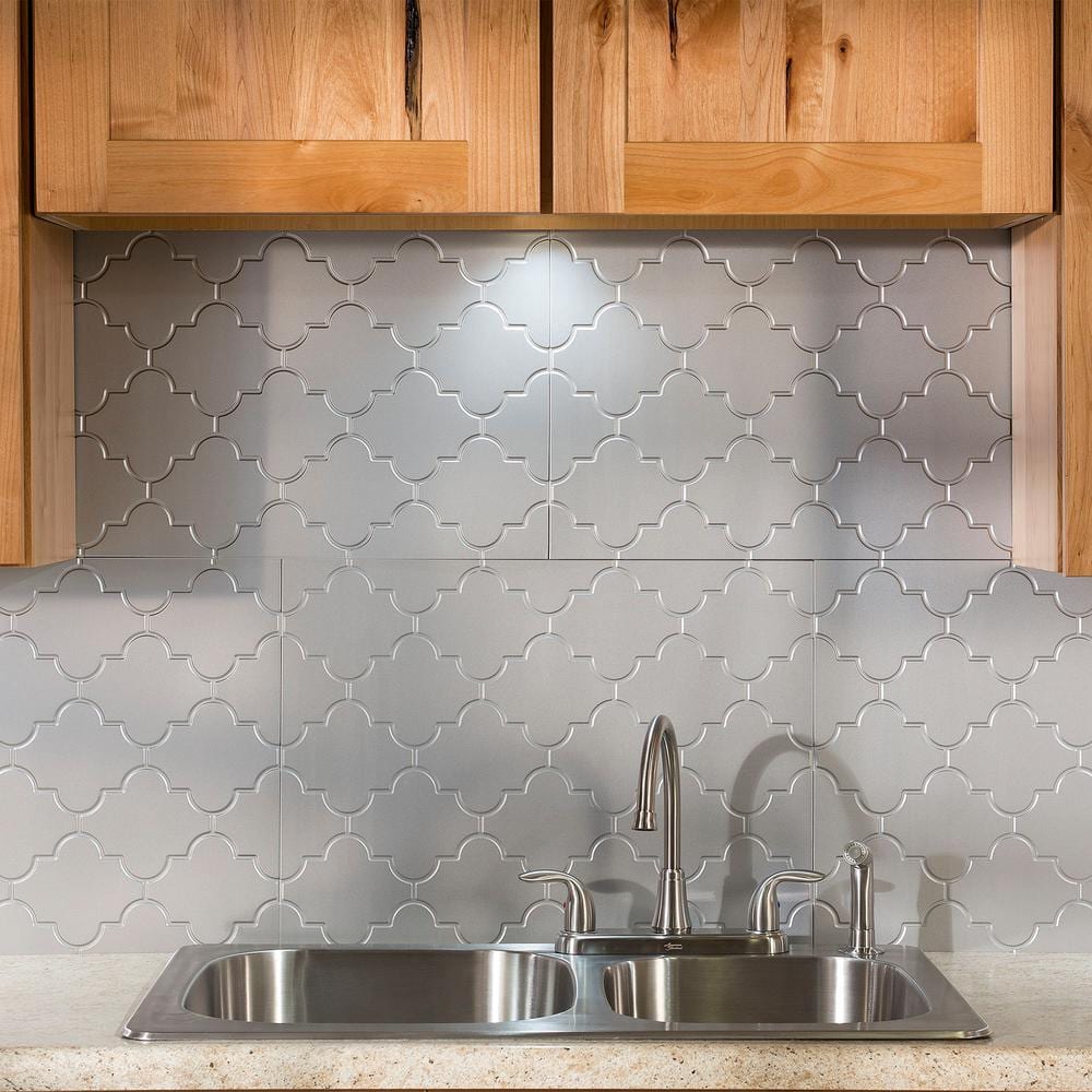 Argent Silver Vinyl Decorative Backsplash Tiles Kit