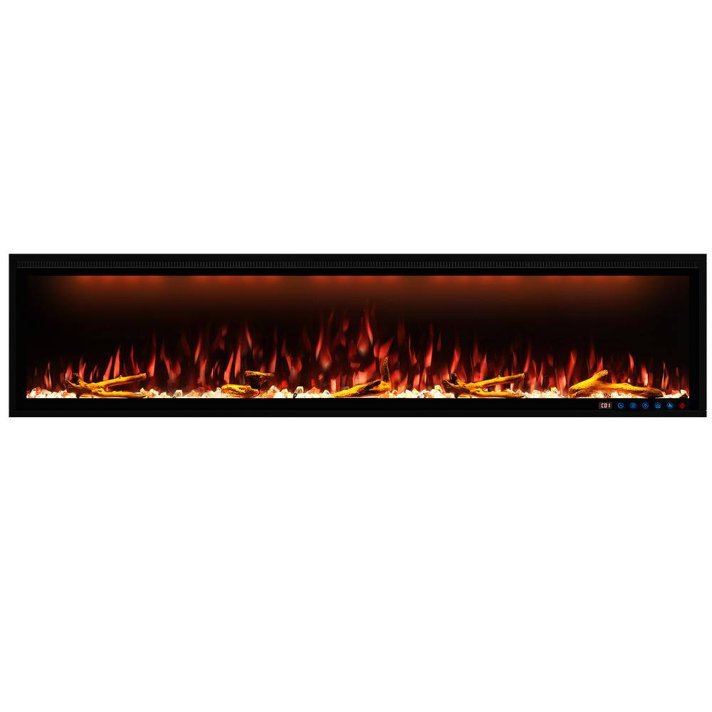 Clihome 74 in. W Wall-Mounted/Inserted Electric Fireplace in Metal ...