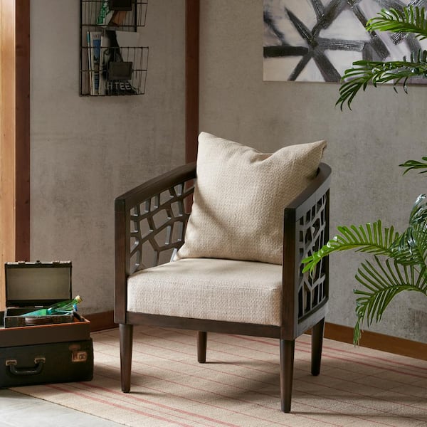 INK+IVY Crackle 27 in. Tan Fabric Arm Chair