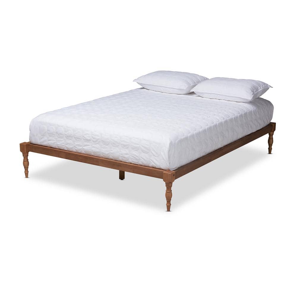 Iseline Contemporary Walnut Brown King Platform Bed with Turned Legs