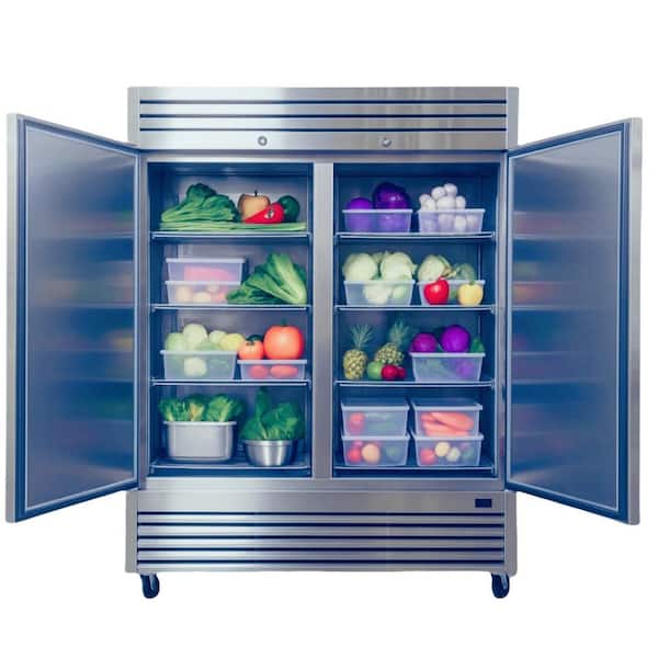 55 in. W 47 cu.ft. NSF Commercial Auto-Defrost 2-Door Refrigerator in Stainless Steel