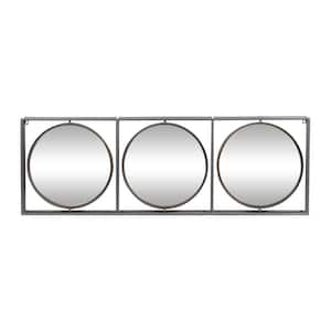 18 in. x 52 in. Gray Metal Modern Round Wall Mirror
