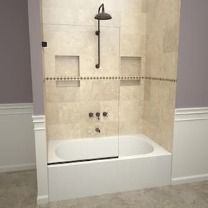 2000V Series 30 in. W x 60 in. H Semi-Frameless Fixed Tub Door in Oil Rubbed Bronze and Clear Glass