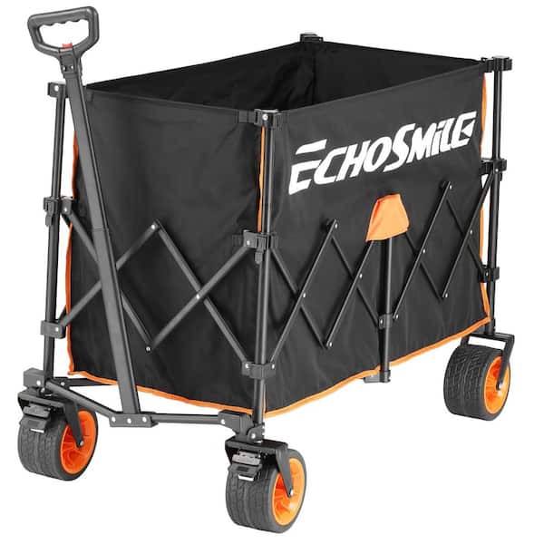 EchoSmile Black and Orange 10.67 cu. ft Fabric Garden Cart