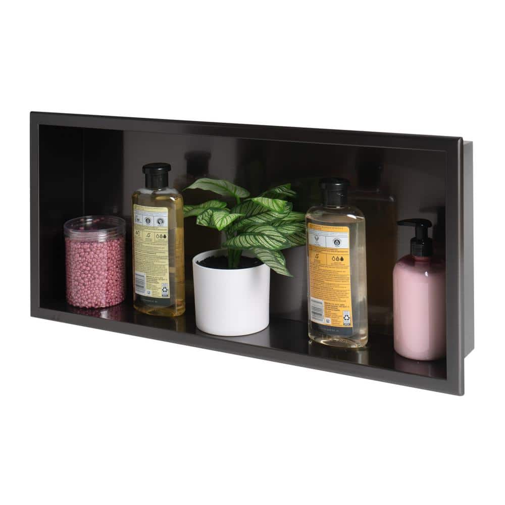 Brushed Black Stainless Steel Wall Mount Shower Niche Shelf