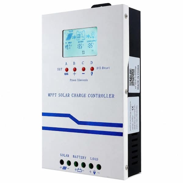MPPT Solar Charge Controller 60 Amp, 12V 24V 36V 48V Auto-Detect System, Max 160V PV Input, LCD Display