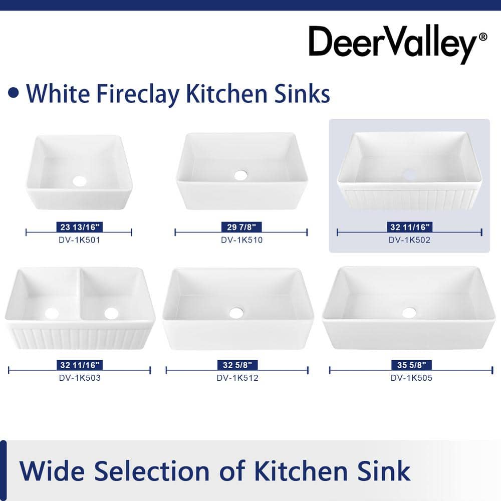 White Fireclay Farmhouse Apron Front Single Bowl Kitchen Sink