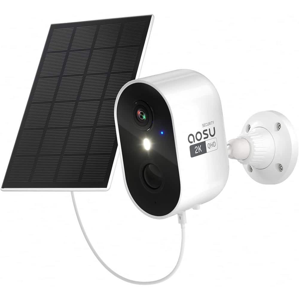 aosu Solar Powered Battery Camera-3MP Colorful Night Vision Battery ...