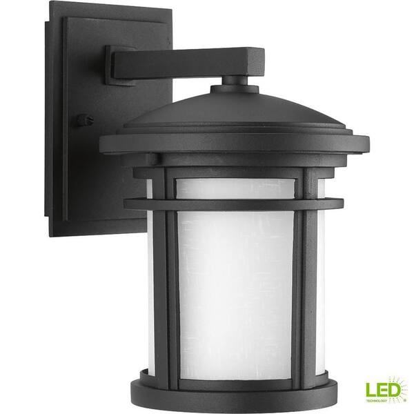 Wish Collection 1-Light 10.4 in. Outdoor Textured Black LED Wall Lantern  Sconce
