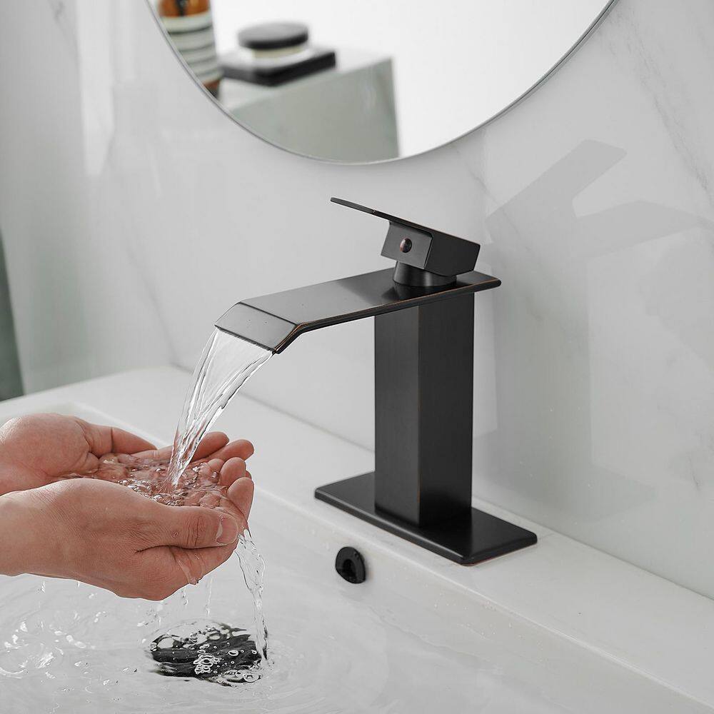 Oil Rubbed Bronze Modern Waterfall Single Hole Bathroom Faucet