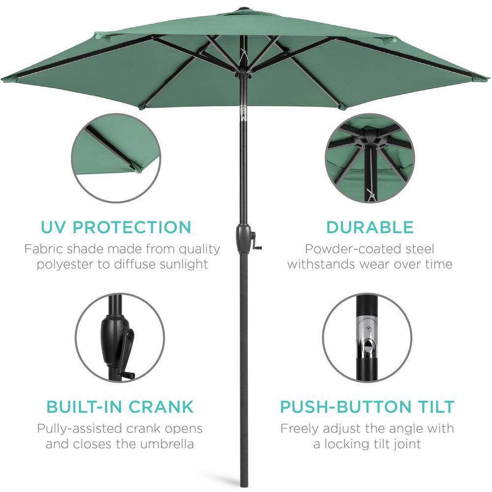 Seaglass 7.5ft Heavy-Duty Outdoor Market Patio Umbrella with Push Button Tilt