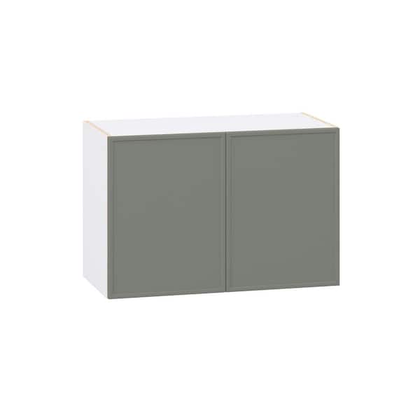 Fairview Moss Green Slim Shaker Assembled Wall Bridge Kitchen Cabinet (30 in. W x 20 in. H x 14 in. D)