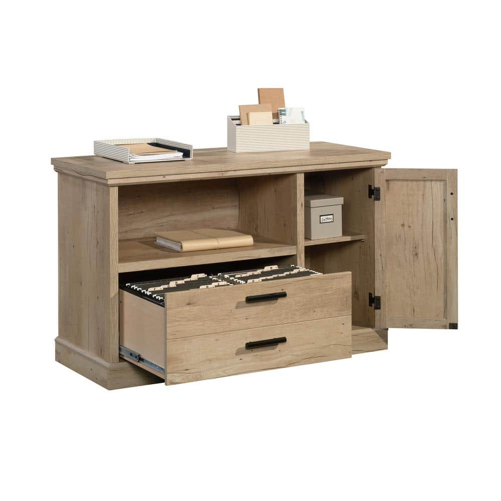 Prime Oak Small Credenza with Adjustable Shelf and File Drawer