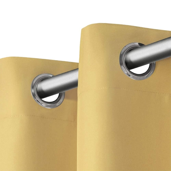 Cabana Sundress Yellow Solid Light Filtering Grommet Top Indoor/Outdoor Curtain, 54 in. W x 84 in. L (Set of 2)