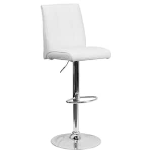 33.50 in. Adjustable Height White Cushioned Bar Stool