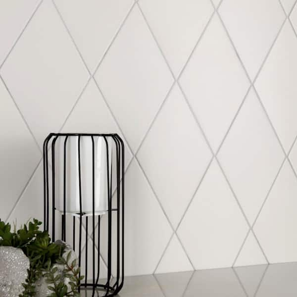 Merola Tile Rhombus Smooth Black 5-1/2 in. x 9-1/2 in. Porcelain Floor and Wall Tile (11.4 Sq. ft./Case)