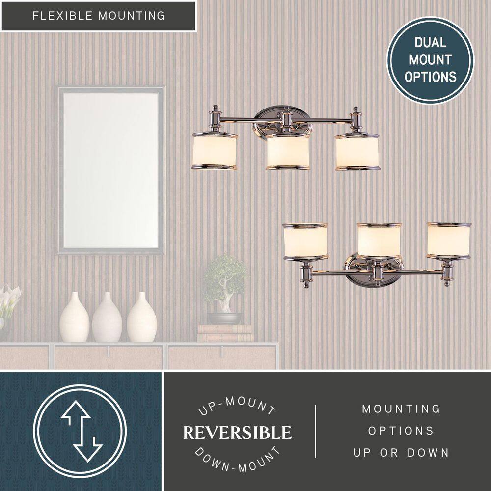 Carlisle Chrome 3-Light Dimmable Vanity Fixture