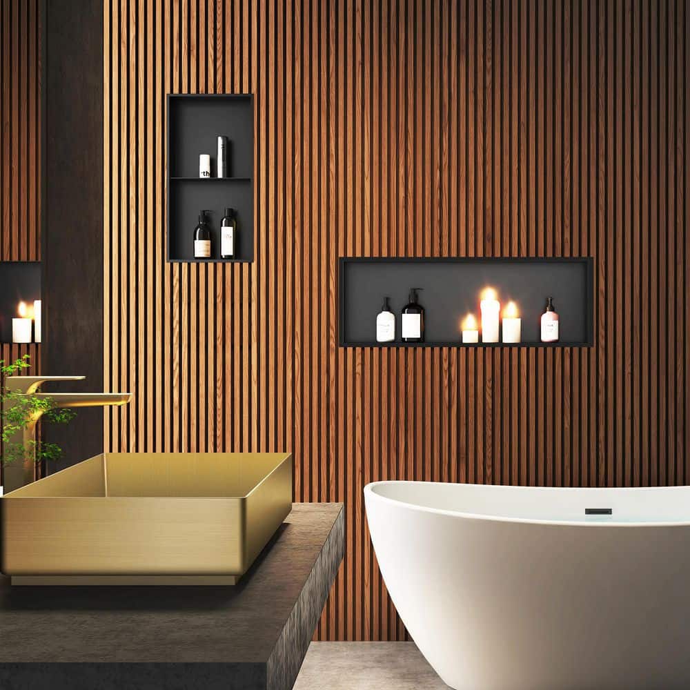 Matte Black Rectangular Stainless Steel Shower Niche
