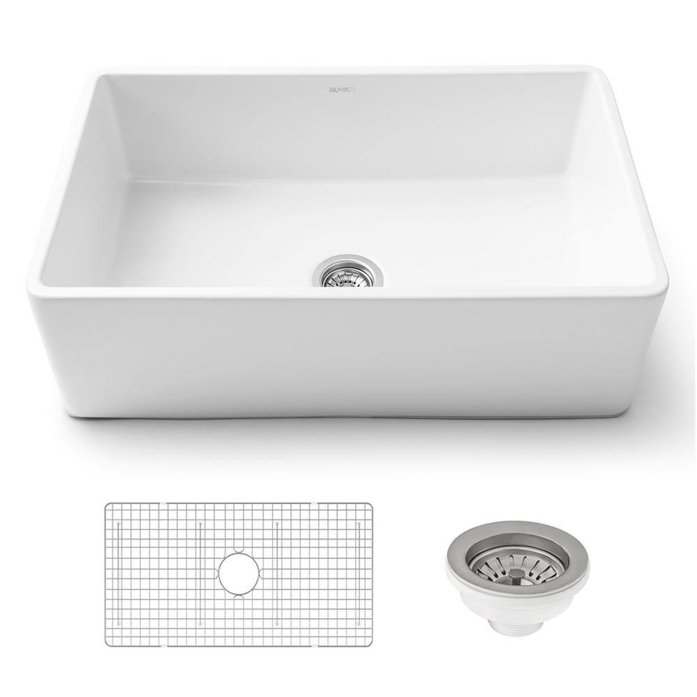 Ruvati 30'' White Fireclay Farmhouse Apron-Front Sink