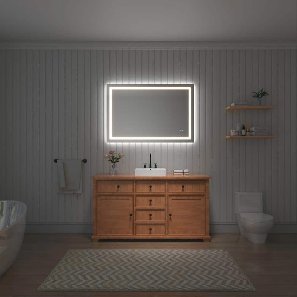 48" Frameless Rectangular LED Bathroom Vanity Mirror