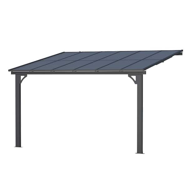 10 ft. x 12 ft. Adjustable Height Outdoor Metal Large Wall-Mounted Heavy Duty Gazebo