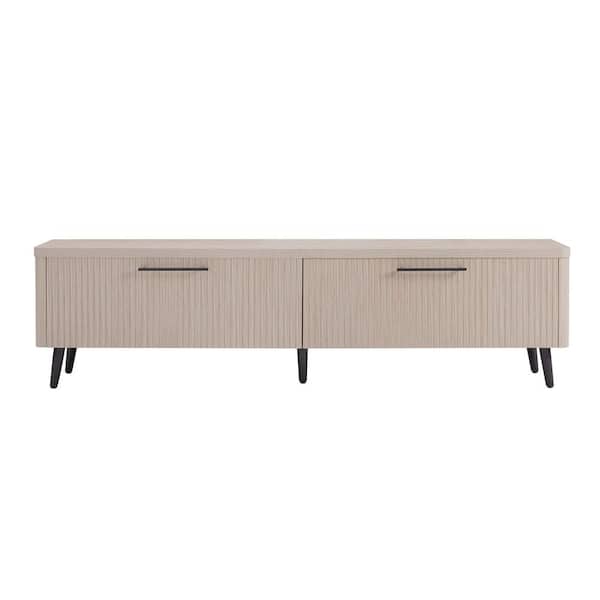 Manhattan Comfort Jodie 68.9 in. Wide Mid-Century Modern Whitewashed Oak TV Stand Fits TV's up to 60 in. with Storage Drawers