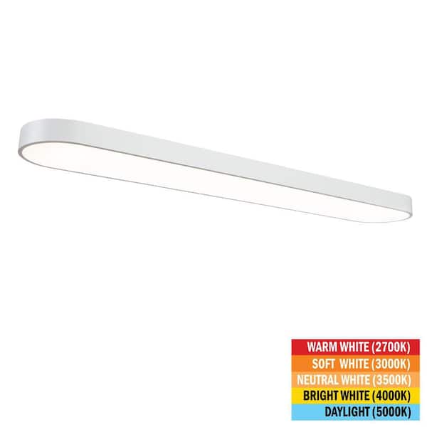 Commercial Electric 4 ft. x 8 in. White LED Flush Mount Ceiling Light Fixture 2700K 3000K 3500K 4000K 5000K 3500 Lumens 52-Watt 120-Volt