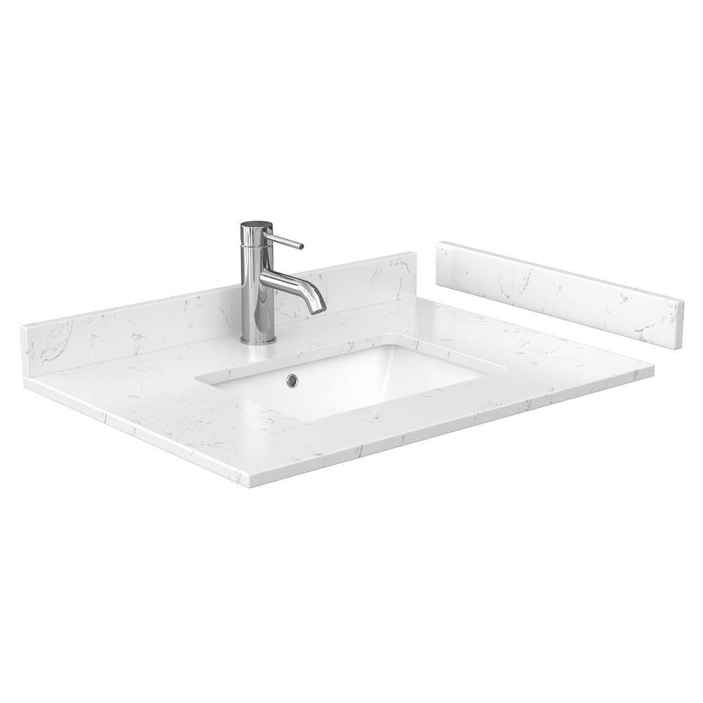 Janna 30" White Oak Freestanding Vanity with Carrara Marble Top