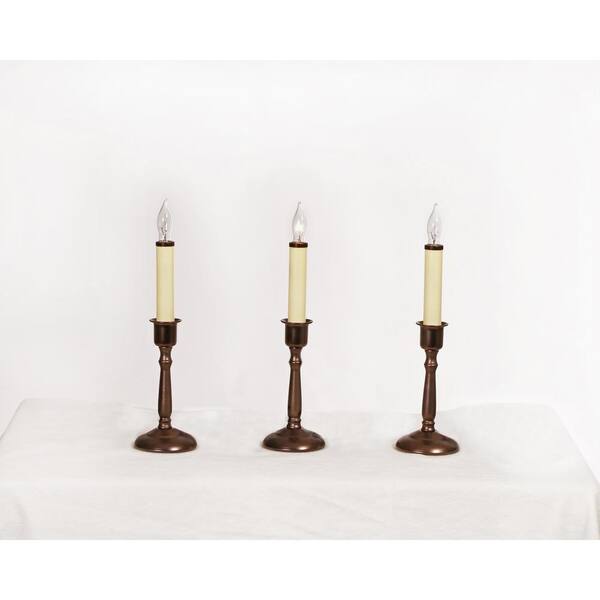 BAYSIDE ELECTRIC WINDOW CANDLE w/BRASS FINISH STEADY BOXED CHRISTMAS CANDLE 