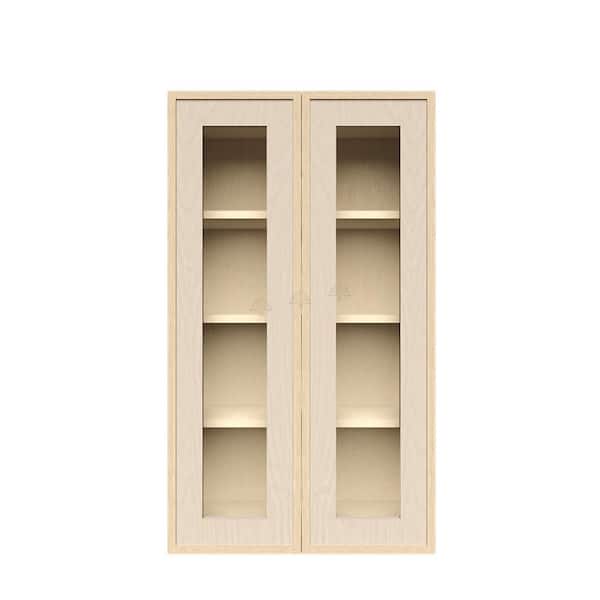Slim Shaker Assembled 27 in. W x 42 in. H x 12 in. D Wall Kitchen Cabinet in Natural Wood