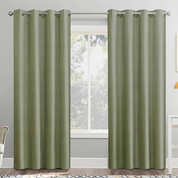 Sun Zero Duran Thermal Insulated Sage Green Polyester 50 in. W x 63 in. L Grommet 100% Blackout Curtain (Single Panel)