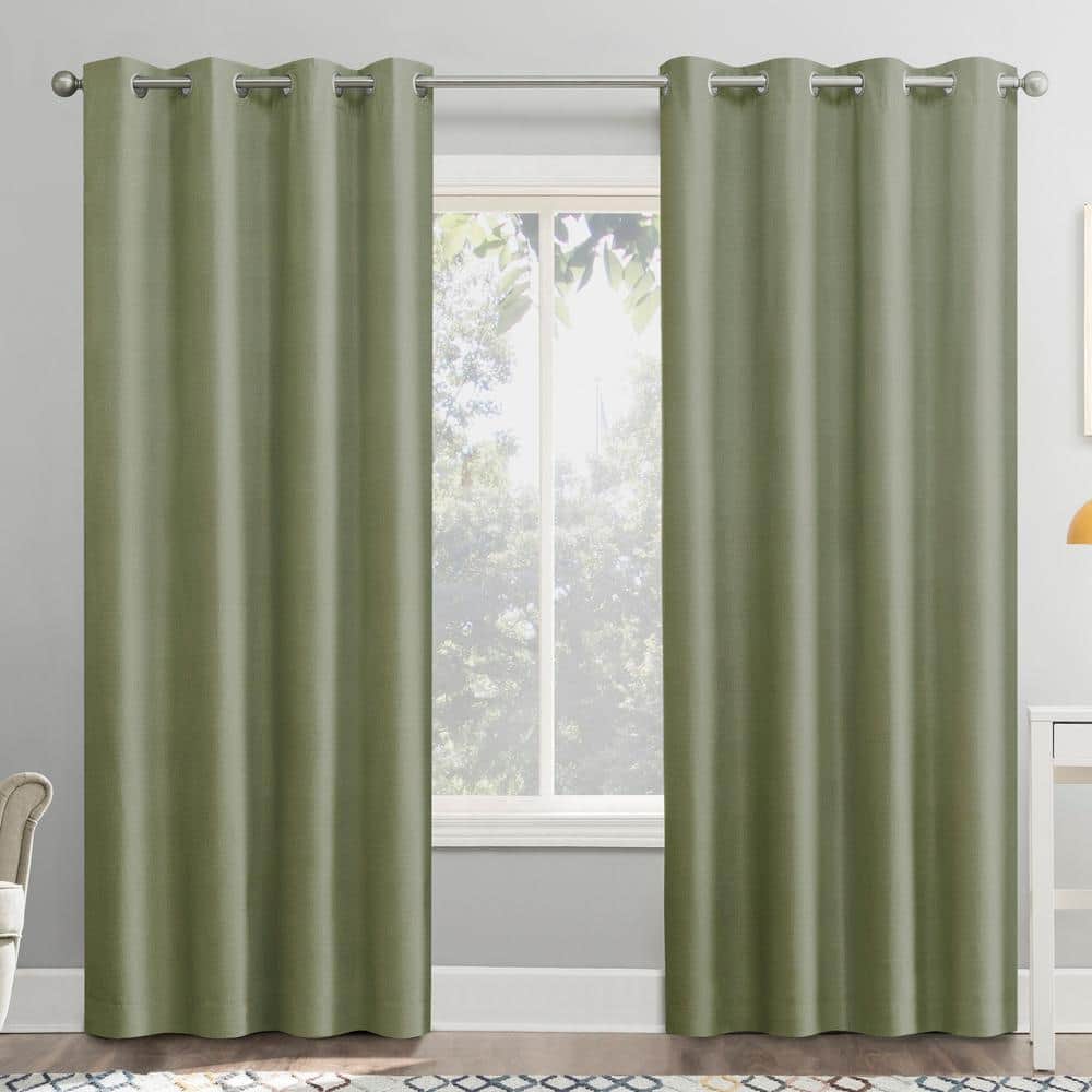 Sun Zero Duran Thermal Insulated Sage Green Polyester 50 in. W x 95 in. L Grommet 100% Blackout Curtain (Single Panel)