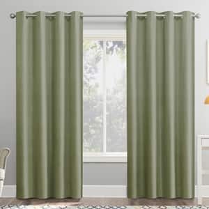 Duran Thermal Insulated Sage Green Polyester 50 in. W x 108 in. L Grommet 100% Blackout Curtain (Single Panel)
