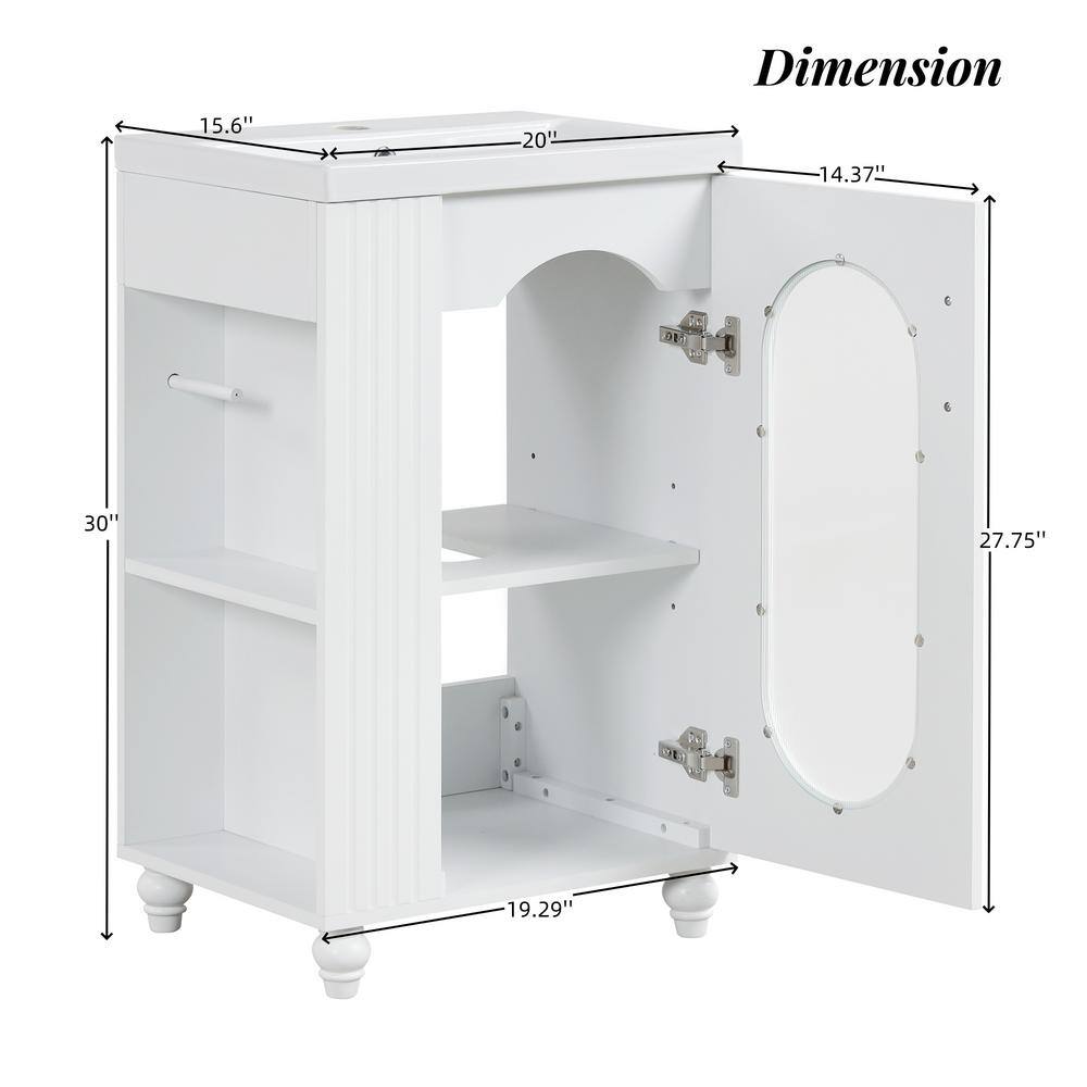 White MDF Freestanding Bathroom Vanity with Ceramic Sink