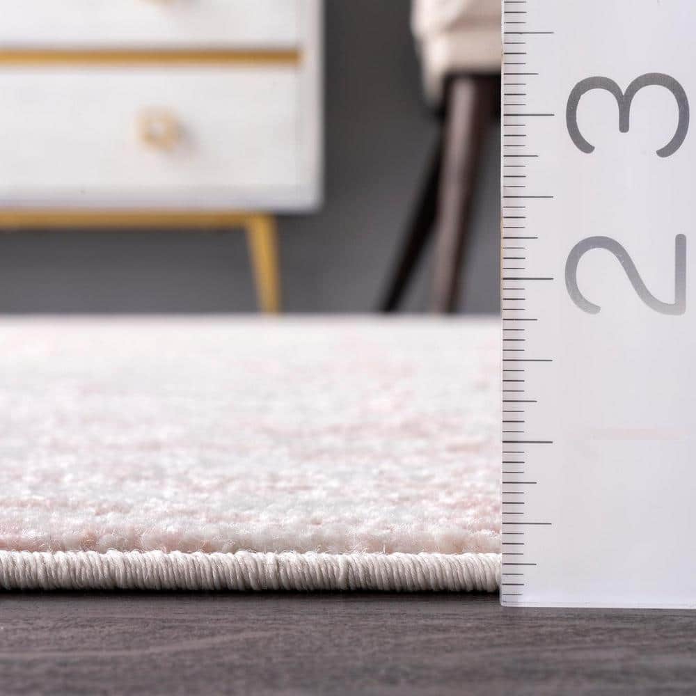 Pink Geometric 5' x 7' Synthetic Easy Care Area Rug