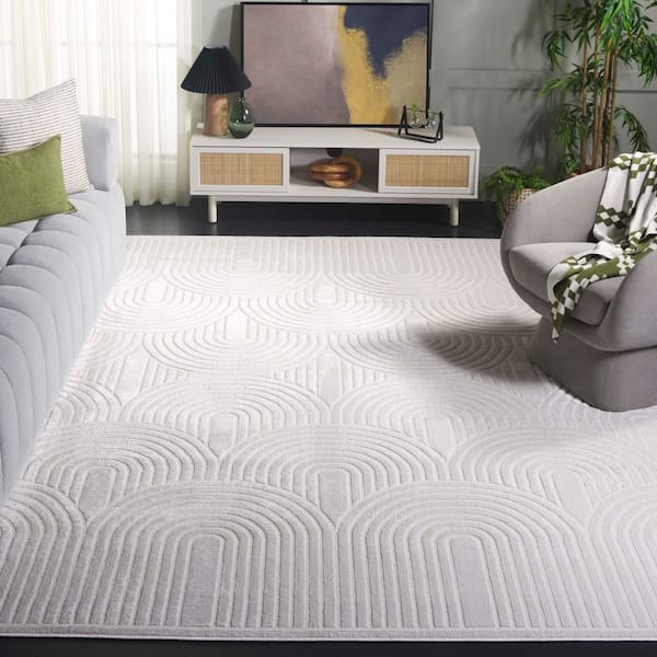 Saylor 9 ft. x 12 ft. Ivory Solid Arches Area Rug
