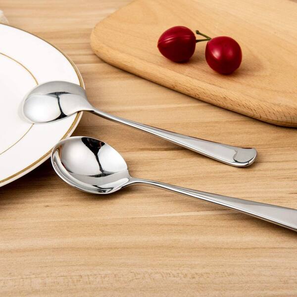 KHKFY 6-Inch Small Stainless Steel Soup Spoons Set of 4 with